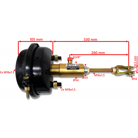 SIŁOWNIK HAMULCOWY HYDRAULICZNO-PNEUMATYCZNY T30-35 + MOCOWANIE